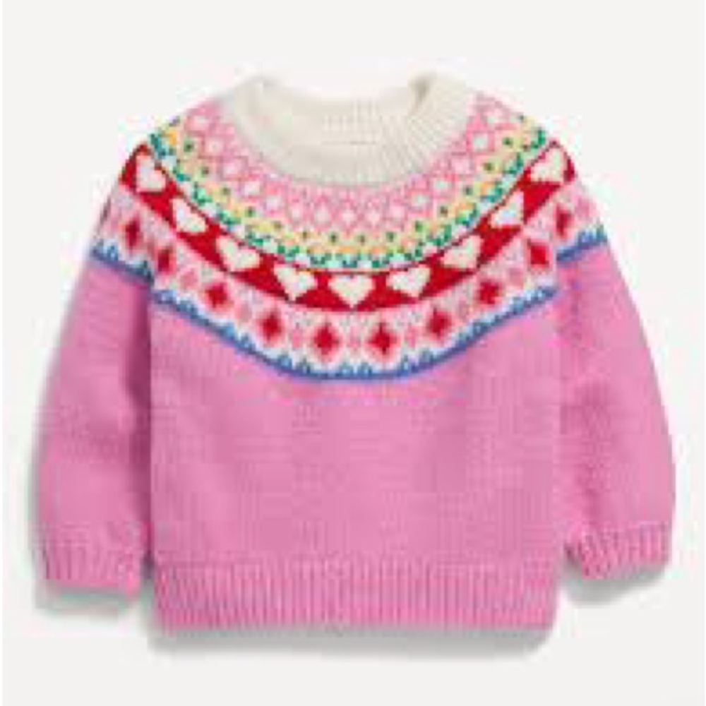 Old Navy Fair Isle Pink Sweater 6-12M